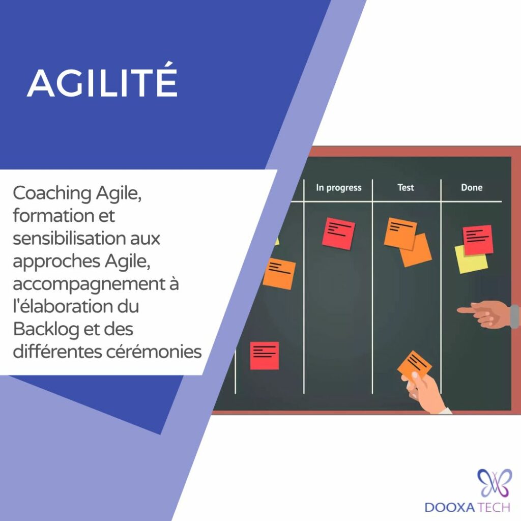 L'agilité chez Dooxa Tech Orléans : méthode agile, scrum, coaching, gestion backlog, kanban